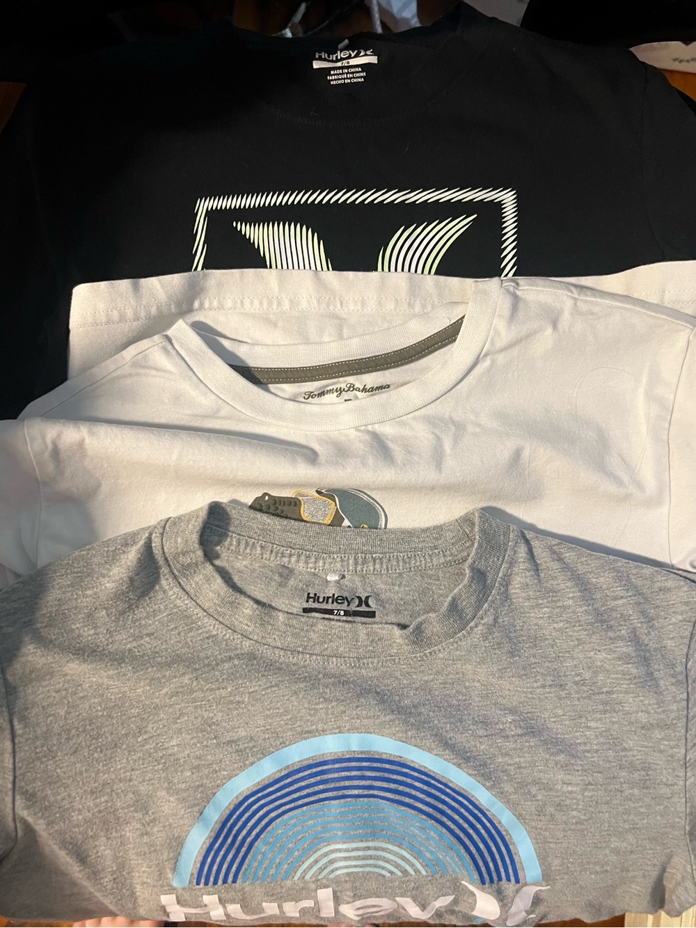 Size 7/8 Boys Tee 2 Hurley 1 Tommy Bahama